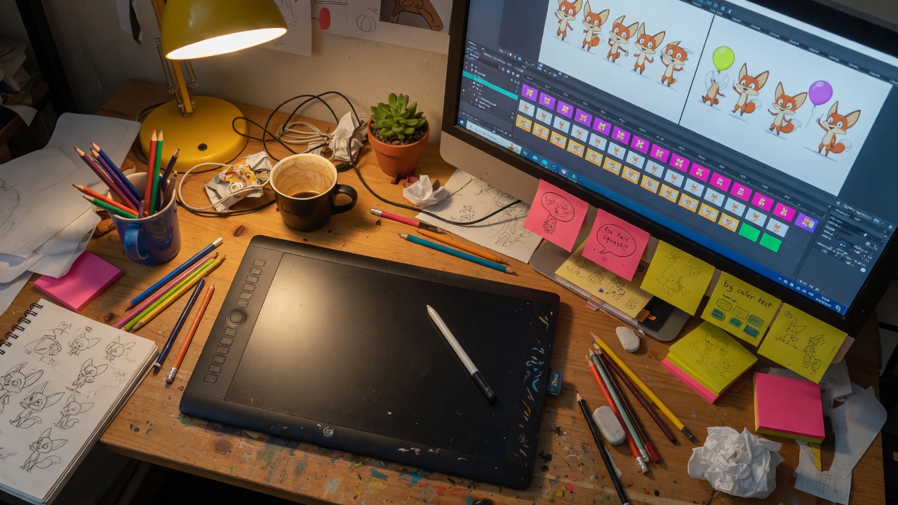 動畫影片製作工作桌與分鏡
