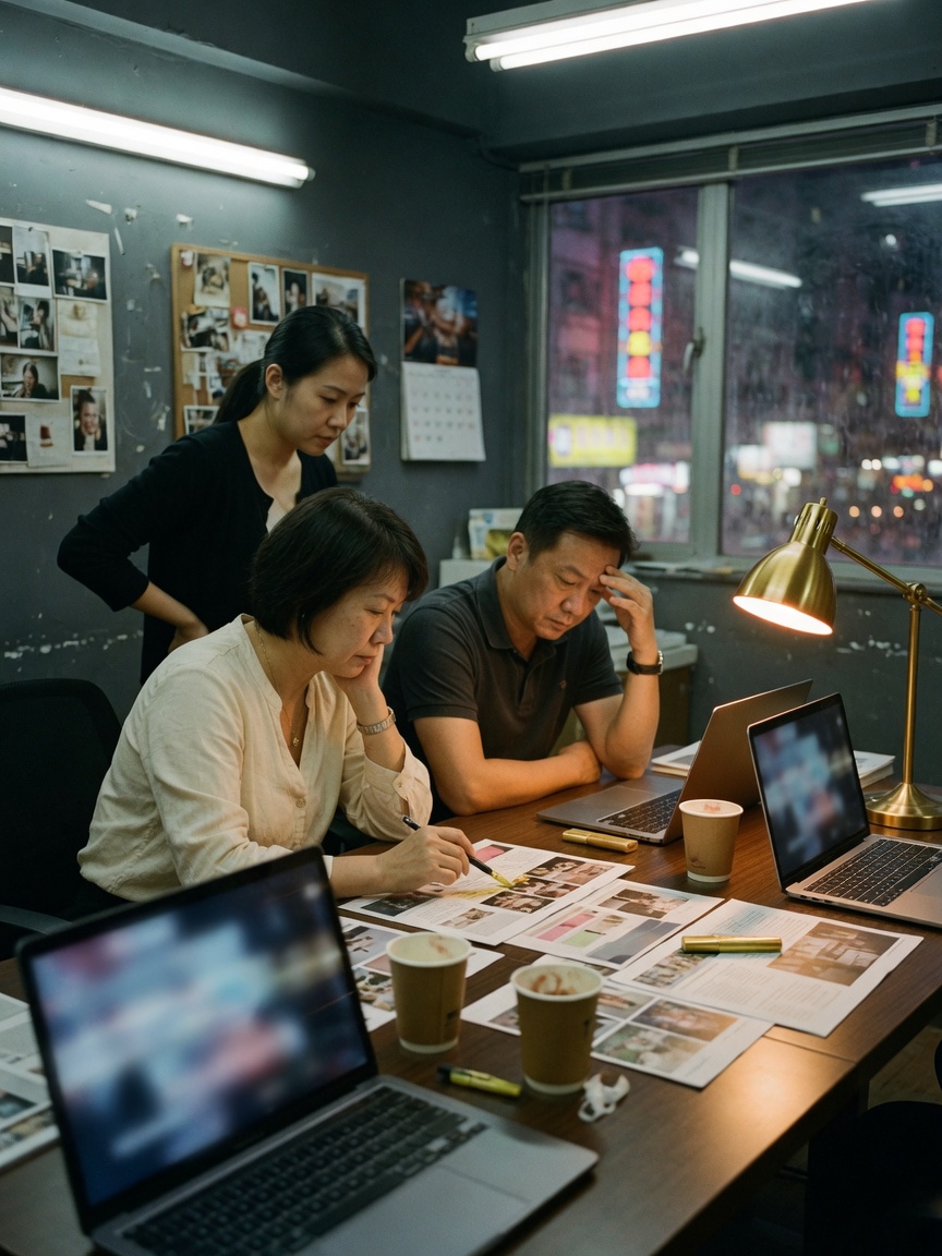 香港晚間行銷工作坊,團隊圍檯檢視素材